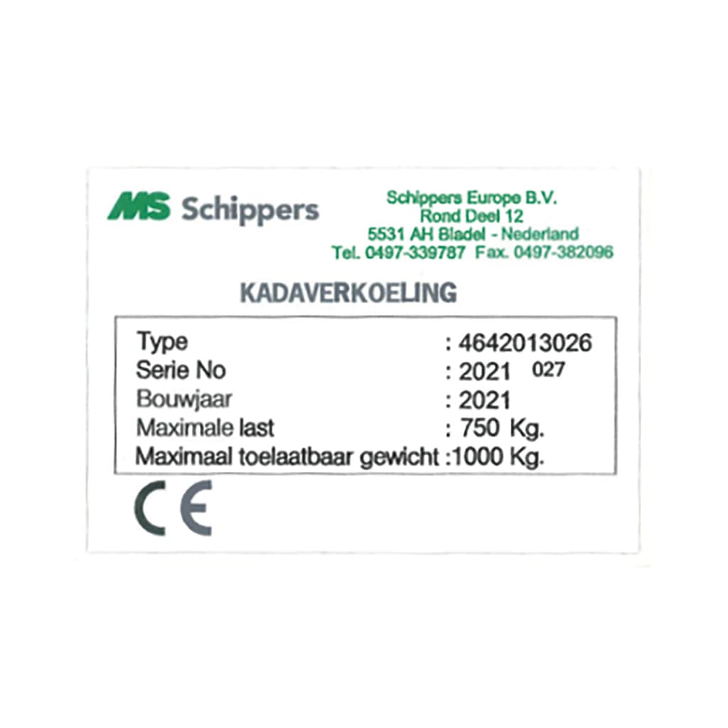 Spare part image Set typeplaatjes (2 st.) tbv MS Carcass Cooler